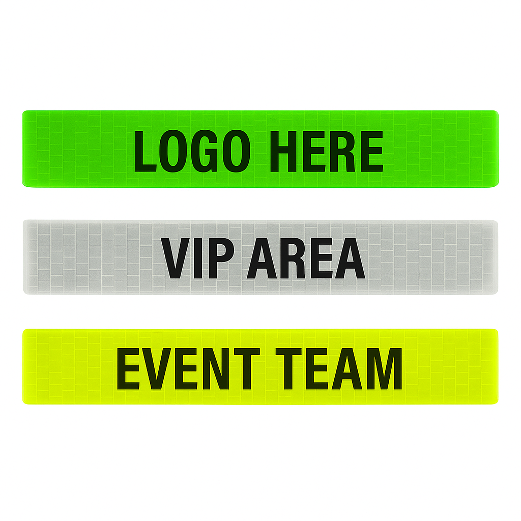 Reflective slap wristband for safety programs – custom logo printable
